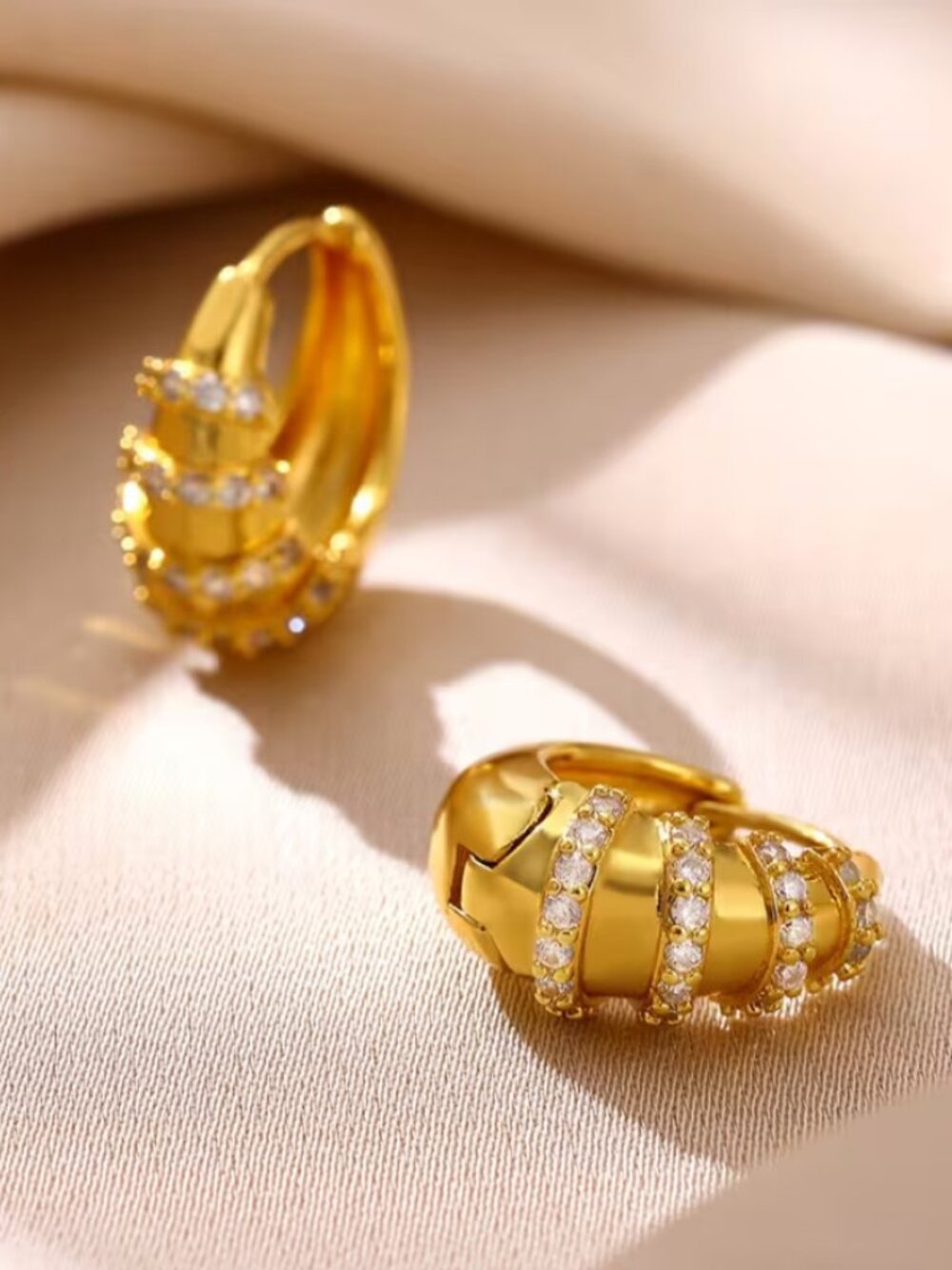 18K Gold Womens 2ct Diamond Small Hoop Earrings Ladies New 18 K Silver Jewelry